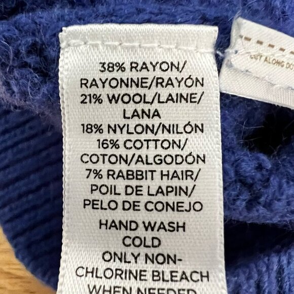 Loft Womens Pullover Sweater Blue Long Sleeve Scoop Neck Cable Knit Textured M - Picture 10 of 11